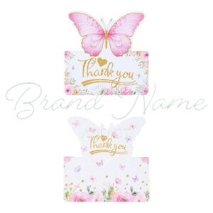 Set of 25 Pink Butterfly ‘Thank You’ Cards